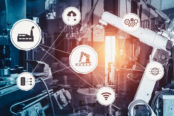 Industry technology concept with smart factory for fourth industrial revolution