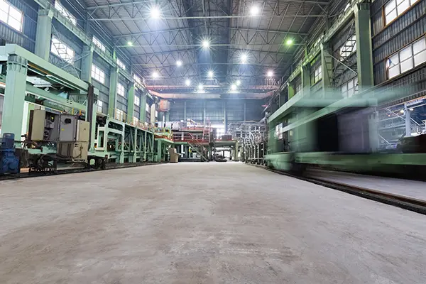 Industrial production workshop with lights